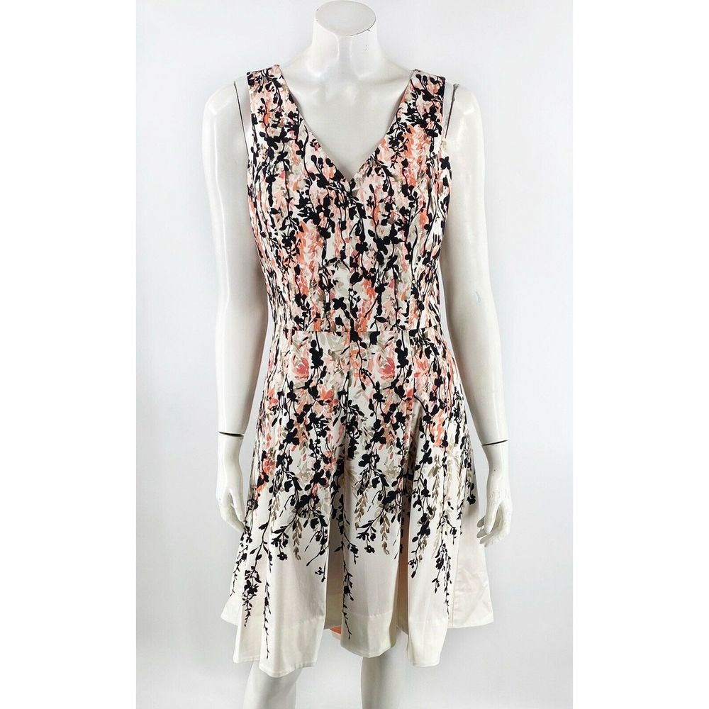 White House Black Market Fit Flare Dress 10 Floral